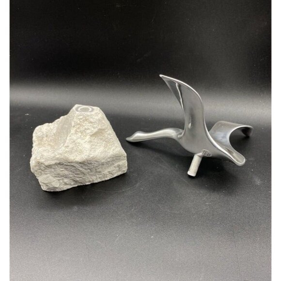 Canadian Goose Signed 983 Hoselton Aluminum Sculpture 5.5” On Rock - Picture 10 of 12